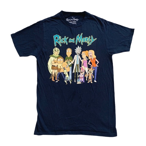 ❌SOLD❌ Cartoon Network Rick & Morty Mens Tshirt Short Sleeve Navy Blue Tee Small - Picture 3 of 6